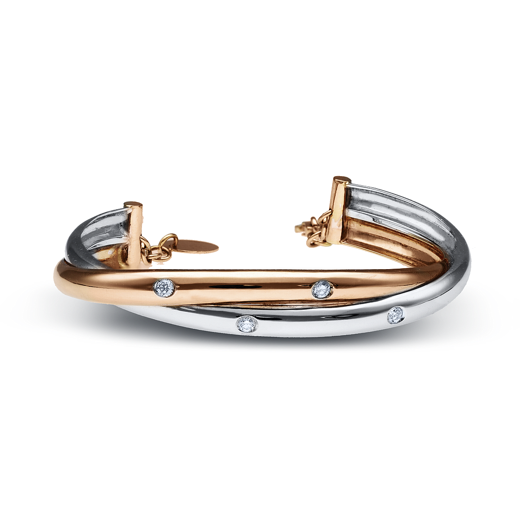 GENEVE BRACELET BANGLE 18.4 18K WHITE AND ROSE GOLD