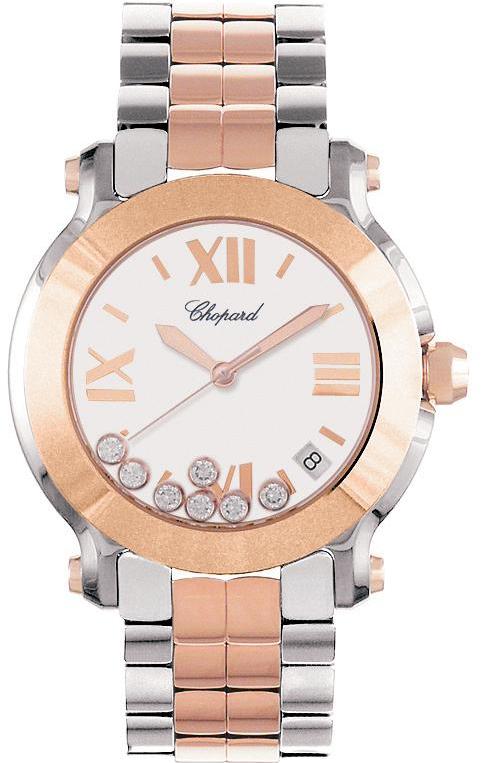 HAPPY SPORT MEDIUM QUARTZ 36MM STEEL & ROSE GOLD WHITE STEEL & ROSE GOLD