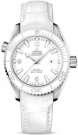 SEAMASTER PLANET OCEAN 600M CO AXIAL  AUTOMATIC 37,5MM STEEL WHITE LEATHER