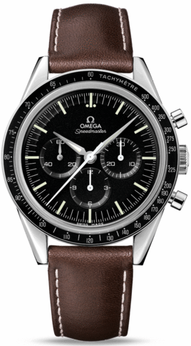 SPEEDMASTER MOONWATCH FIRST OMEGA IN SPACE MANUAL WOUND 39,7MM STEEL BLACK LEATHER