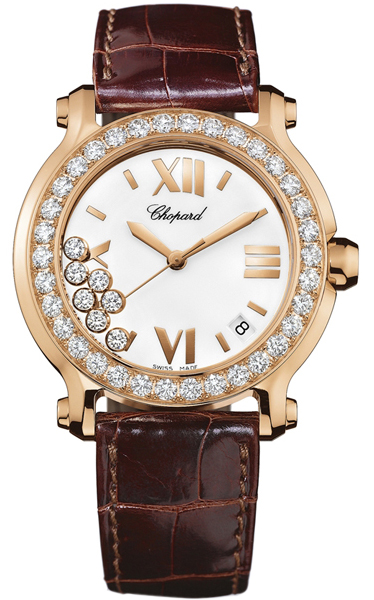 HAPPY SPORT MEDIUM QUARTZ 36MM ROSE GOLD WHITE ALLIGATOR