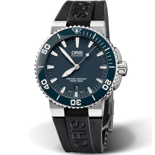AQUIS DIVERS DATE AUTOMATIC 43MM STEEL BLUE RUBBER