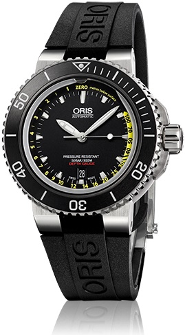 AQUIS DEPTH GAUGE AUTOMATIC 46MM STEEL BLACK RUBBER