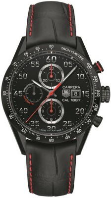 CARRERA CALIBRE 1887 CHRONOGRAPH RACING AUTOMATIC 43MM CERAMIC / TITANIUM BLACK ALLIGATOR