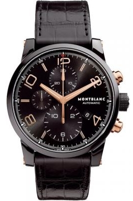 TIMEWALKER CHRONO AUTOMATIC 43MM STEEL BLACK ALLIGATOR