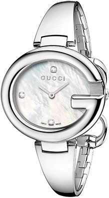 GUCCISSIMA GRANDE QUARTZ 36MM STEEL MOTHER OF PEARL STEEL