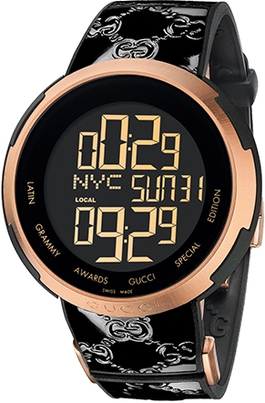 I GUCCI ESPECIAL LATIN GRAMMY QUARTZ 49MM PVD / ROSE GOLD DIGITAL RUBBER