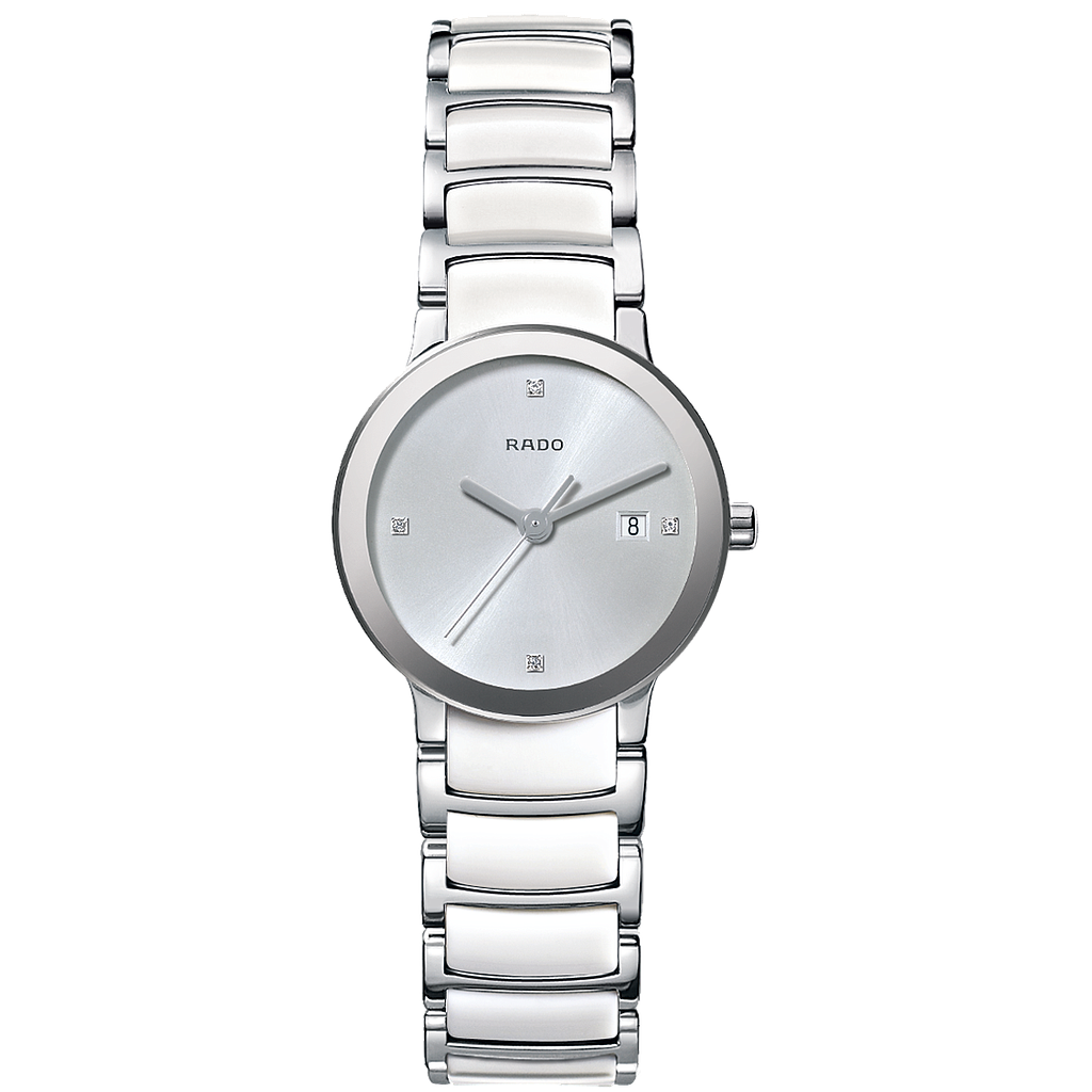 CENTRIX SILVER/WHITE QUARTZ 28MM STEEL SILVER STEEL & CERAMIC