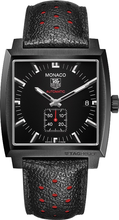 MONACO CALIBRE 6 AUTOMATIC 37MM STEEL BLACK LEATHER