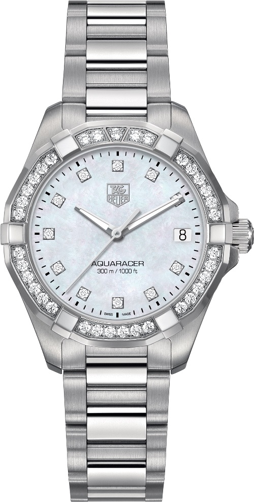 AQUARACER 300M QUARTZ QUARTZ 32MM STEEL MOTHER OF PEARL STEEL