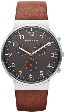 ANCHER QUARTZ 40MM STEEL GREY LEATHER