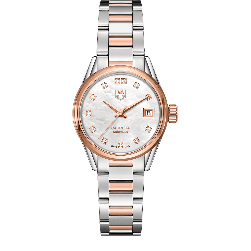 CARRERA CALIBRE 9 AUTOMATIC 28MM STEEL MOTHER OF PEARL STEEL & ROSE GOLD