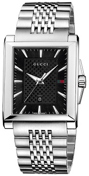 G TIMELESS RECTANGLE QUARTZ 38MM STEEL BLACK STEEL