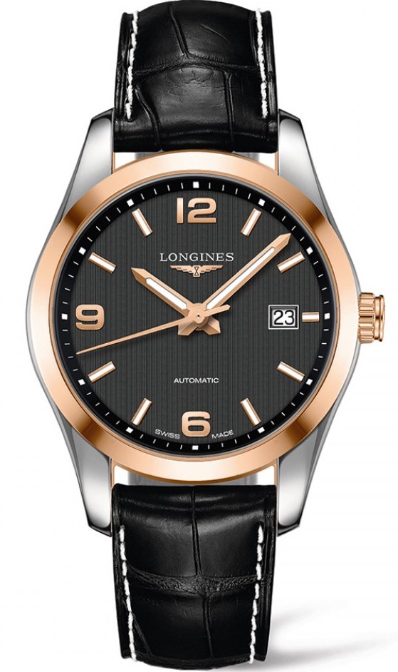 CONQUEST CLASSIC AUTOMATIC 40MM STEEL BLACK ALLIGATOR