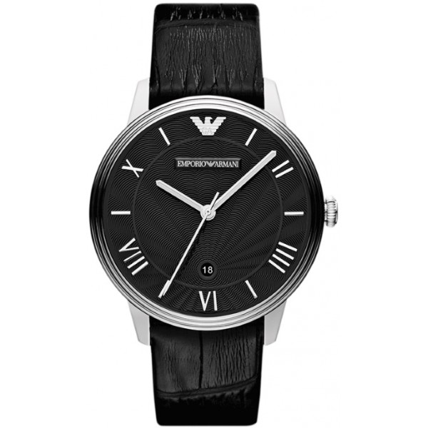 DINO QUARTZ 41MM STEEL BLACK LEATHER