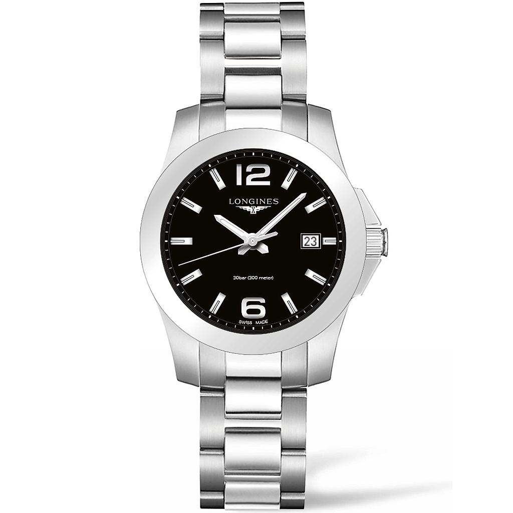 CONQUEST QUARTZ 36MM STEEL BLACK STEEL