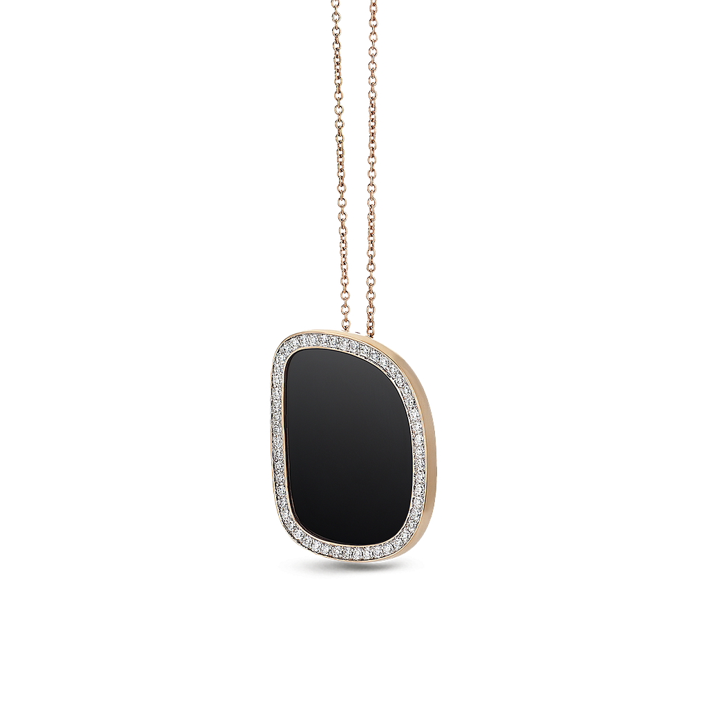 ROBERTO COIN BLACK JADE CHAIN & PENDANT 9.04 18K ROSE GOLD 45CM