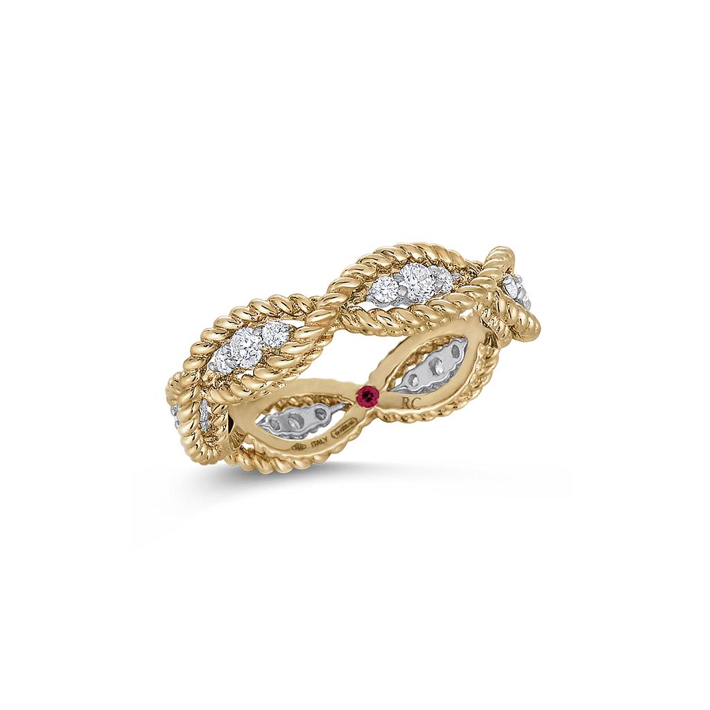 ROBERTO COIN NEW BAROCCO RING 5.66 18K YELLOW AND WHITE GOLD 14