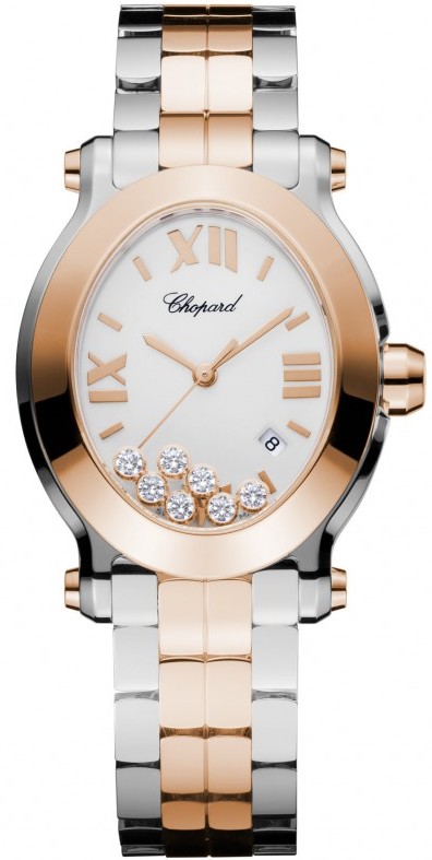 HAPPY SPORT OVAL QUARTZ 33,60MM STEEL & ROSE GOLD WHITE STEEL & ROSE GOLD