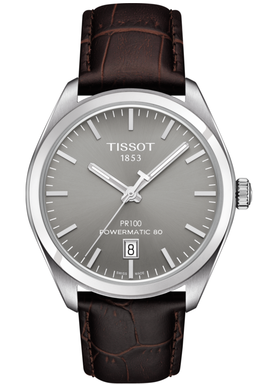 T-CLASSIC PR 100 AUTOMATIC 39MM STEEL SILVER LEATHER