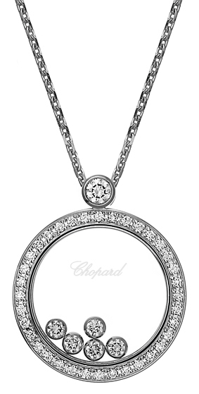 CHOPARD HAPPY DIAMONDS NECKLACE 10.4 18K WHITE GOLD