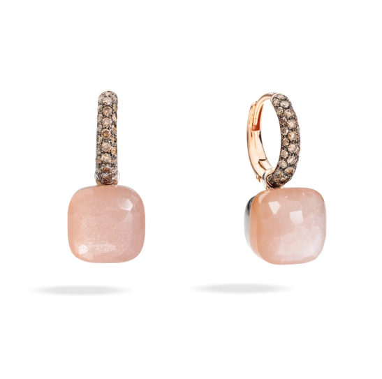POMELLATO NUDO CHOCOLATE EARRINGS 5.95 18K WHITE AND ROSE GOLD