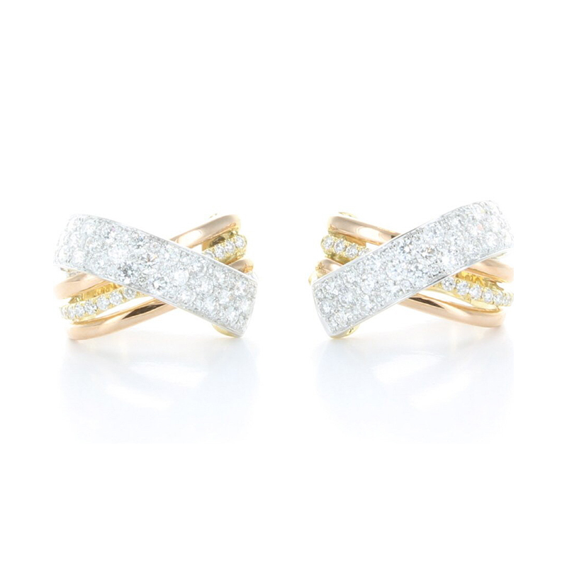 GENEVE EARRINGS CLIP 12.6 18K YELLOW AND WHITE GOLD