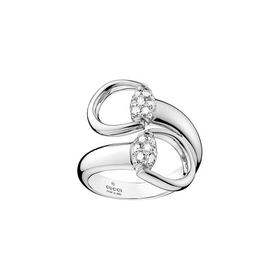 GUCCI HORSEBIT RING 13.0 18K WHITE GOLD 16