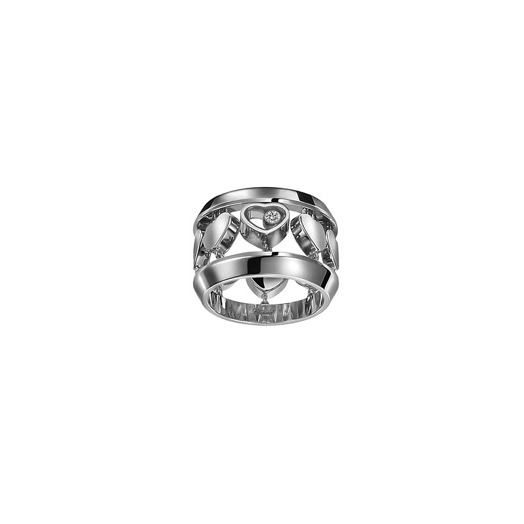 CHOPARD HAPPY AMORE RING 17.0 18K WHITE GOLD 52