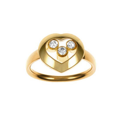 CHOPARD HAPPY HEARTS RING T 54 5.5 18K YELLOW GOLD