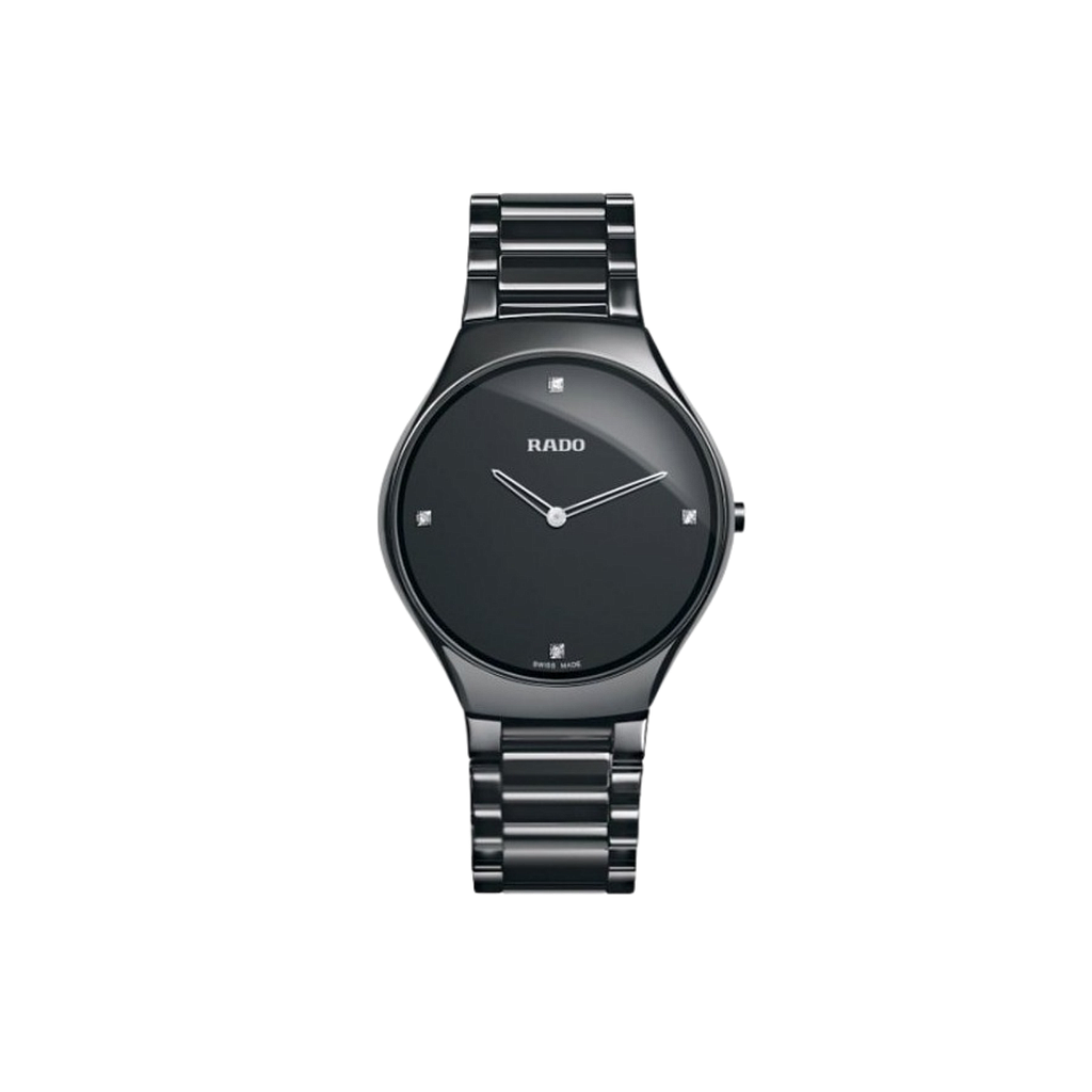 TRUE THINLINE BLACK QUARTZ 39MM STEEL & CERAMIC BLACK CERAMIC & TITANIUM