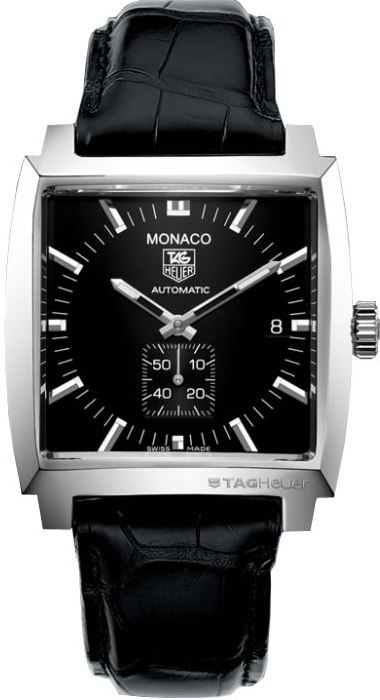 MONACO CALIBRE 6 AUTOMATIC 37MM STEEL BLACK ALLIGATOR