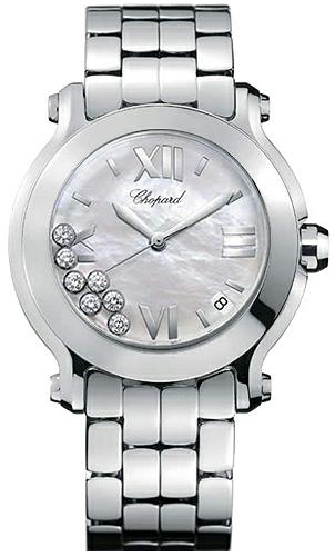 HAPPY SPORT MEDIUM QUARTZ 36MM STEEL MOTHER OF PEARL STEEL