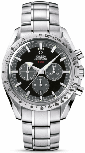 SPEEDMASTER BROAD ARROW 1957 CO AXIAL CHRONO AUTOMATIC 42MM STEEL BLACK STEEL