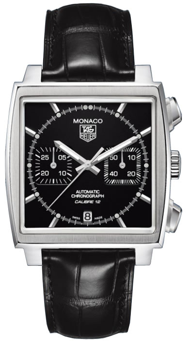 MONACO CALIBRE 12 CHRONOGRAPH AUTOMATIC 39MM STEEL BLACK ALLIGATOR