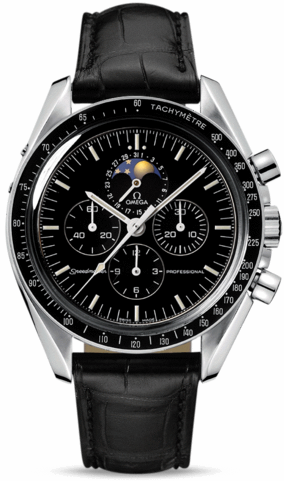 SPEEDMASTER MOONWATCH PROFESSIONAL MOONPTANG BUCKLESE CHRONO MANUAL WOUND 42MM STEEL BLACK ALLIGATOR