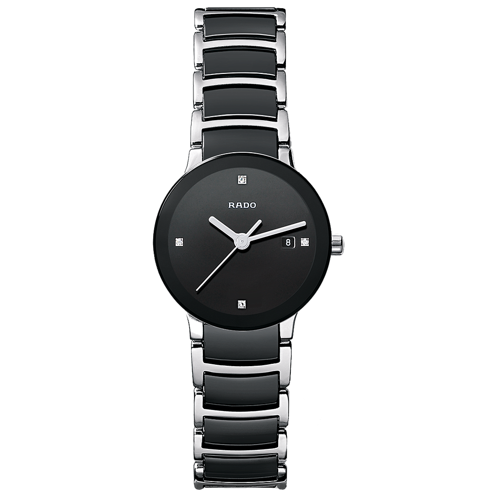 CENTRIX BLACK/SILVER QUARTZ 28MM STEEL BLACK STEEL & CERAMIC