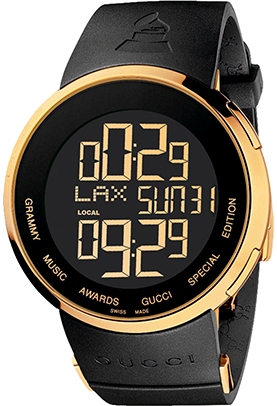 I GUCCI ESPECIAL GRAMMY QUARTZ 44MM PVD / GOLD DIGITAL RUBBER