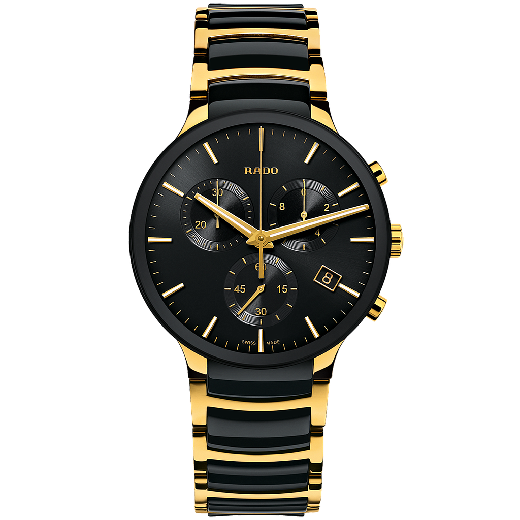 CENTRIX BLACK/GOLDEN QUARTZ 44MM STEEL & PVD BLACK STEEL & CERAMIC