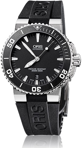 AQUIS DATE AUTOMATIC 43MM STEEL BLACK RUBBER