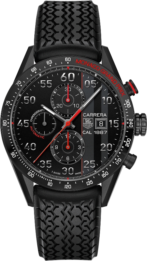 CARRERA CALIBRE 1887 GRAN PREMIO DE MONACO AUTOMATIC 43MM TITANIUM BLACK RUBBER