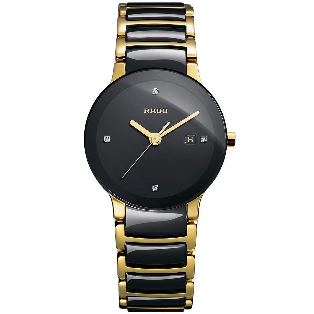 CENTRIX BLACK/GOLDEN QUARTZ 28MM STEEL & PVD BLACK STEEL & CERAMIC