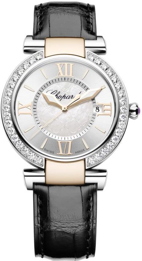IMPERIALE TWO TONE QUARTZ 36MM STEEL & ROSE GOLD SILVER ALLIGATOR