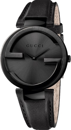 INTERLOCKING XL QUARTZ 42MM PVD BLACK BLACK LEATHER