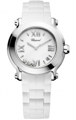 HAPPY SPORT MEDIUM QUARTZ 36MM STEEL WHITE RUBBER