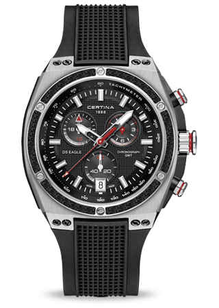 DS EAGLE GMT QUARTZ 46MM STEEL BLACK RUBBER