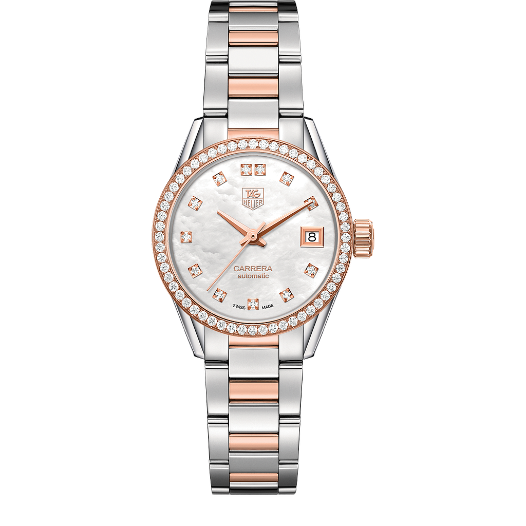 CARRERA CALIBRE 9 AUTOMATIC 28MM STEEL MOTHER OF PEARL STEEL & ROSE GOLD
