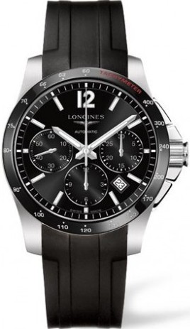 CONQUEST CHRONO AUTOMATIC 41MM STEEL BLACK RUBBER