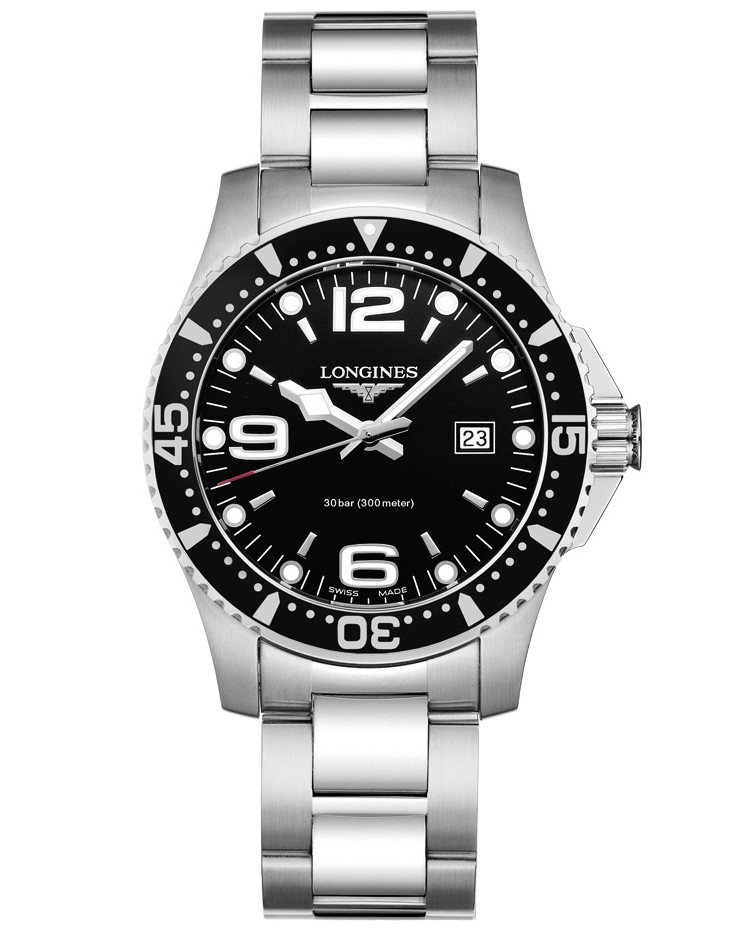 HYDROCONQUEST QUARTZ 39MM STEEL BLACK STEEL