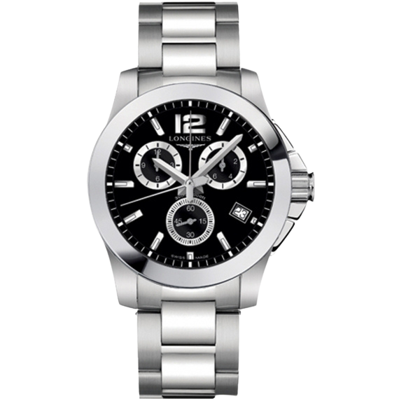 CONQUEST QUARTZ 41MM STEEL BLACK STEEL